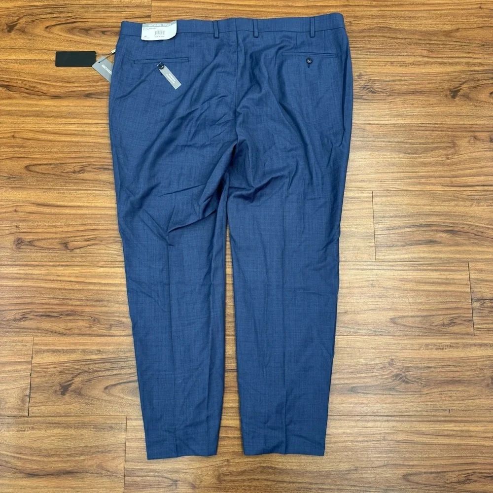 NWT Michael Kors Malone Light Blue Classic-Fit Wool-Blend Stretch Pants 42Wx30